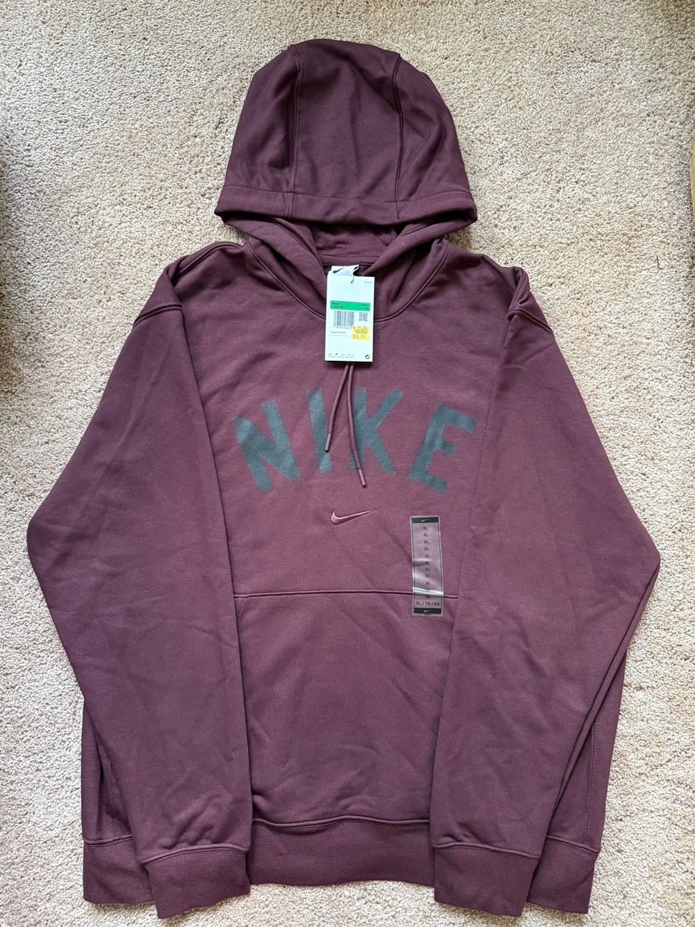 Nike Men's Crewneck Hoodie in Deep Maroon